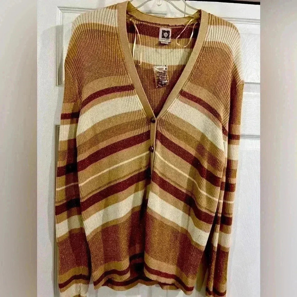Sparkling Multiple colors Stripe Cardigan Sweater size XL. Never worn - Picture 1 of 10
